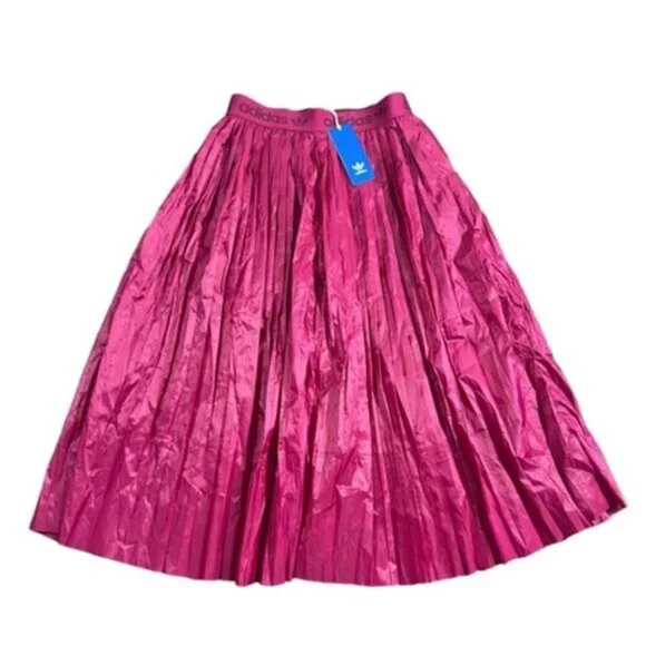 Adidas Metallic Pleated Skirt berry M - Picture 1 of 6